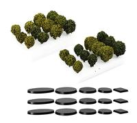 Arbres de végétation miniatures avec bases de modélisme, terrain, guerre, jeu de chemin de fer à faire soi-même (24 buissons + 15 bases)