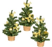 Arbres décorés avec de l'or 25 cm, 3 pcs