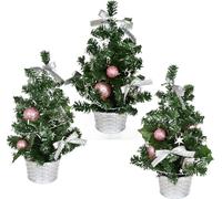 Arbres décorés roses 25 cm, 3 pièces