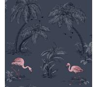 DUTCH WALLCOVERINGS Papier peint Flamant Bleu pétrole