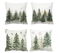 Arbres Housse Coussin 60x60 Lot de 4 Taie Oreiller Flocons Neige Coussin Canape Lin Taies D'oreillers Coussins Exterieur Impermeable Respirant Housse Oreiller, pour Salon Chambre Canapé Chaise t-788