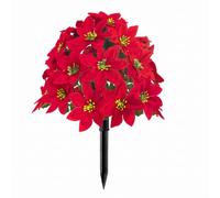 Arbres topiaires artificiels pour l'extérieur, fleurs de Noël, 27 pouces | Installation rapide des piquets de terre, accents de Noël classiques, multi-matériaux, pour décoration porche/jardin