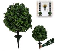 Arbres topiaires de buis artificiels avec piquet, arbustes artificiels résistants aux UV 2025, brosse à plantes artificielles à feuilles persistantes pour décoration intérieure ou extérieure, porche