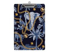Arbres tropicaux et animaux de la jungle Éléphant Format A4 Presse-papiers Drôle Esthétique Travail Étude Lettre Standard Clip Board 12,5 × 8,5 pouces Panneau dur pour l'école, la classe, les enfant