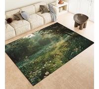 Arbres Verts Verte Naturelle Green Et Arbres Machine Washable Pile Shot Area Rapier Mat De Sol Intérieur sans Glissement pour Le Salon Chambre À Coucher Cuisine Et Décor De Couloir,