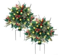 Arbuste artificiel illuminé pour buisson - 54 cm - Avec éclairage LED - Pour extérieur, porche, jardin, décoration festive d'hiver - Plastique ABS vert (2 feuilles en polyéthylène)
