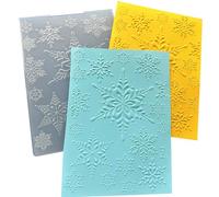 Arbuya Dossiers de gaufrage 3D en plastique texturé en forme de flocons de neige pour la fabrication de cartes ou le journal intime, dossier de gaufrage de Noël 3D pour étiquettes cadeaux, travaux