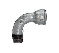 Arc 1 long, 90 °, IG/AG, Rp/R 1/2, température de fonctionnement -20 °C à 300 °C, fonte noire, galvanisée à chaud, DIN EN 10242.