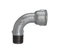 Arc 1 long, 90 °, IG/AG, Rp/R 1/4, température de fonctionnement -20 °C à 300 °C, fonte noire, galvanisée à chaud, DIN EN 10242.