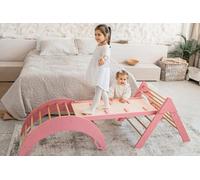 Arc à grimper bois balançoire + toboggans double face + triangle d'escalade pour enfants | Aire de jeux | Jouets Montessori | Rockerboard