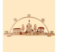 Arc de lumière Frauenkirche de Dresde avec des bâtiments historiques et des f...