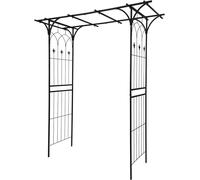 Arc de roses en métal noir 204/150 x52x20 cm (hxpxl), avec portail intégré Treillis Portail de jardin Aide pour grimper inoxydable DF- 26S