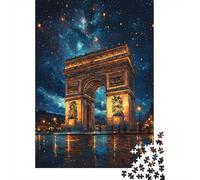 Arc de Triomphe de Nuit 1000 Pièces Papier Écologique Puzzle Classique Adolescents Fans 12-18 Ans Soulagement du Stress Décoration Murale 70x50cm/1000pcs