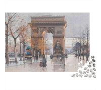 Arc de Triomphe Rue de Paris Puzzle 1000 Pièces Papier pour Adultes Jeu de Puzzle 1000 Pièces Détente Cadeau 52x38cm/1000pcs