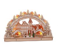 Arc en bois LED "Marché de Noël" - 45 x 28 cm - Arc de lumière Noël Avent Hiver Table et fenêtre Décoration