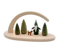 Arc En Bois Naturel LED Éclairé Gnome Chasseur 13x24x10cm NEUF Arc Lumineux