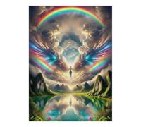 Arc-en-Ciel Ange Lac Puzzle 1000 Pièces Mini pour Adultes Idée Cadeau | 38x26cm Carton Amateurs De Puzzles Détente Mentale Assemblage De Puzzle Cadeau Anniversaire Décoration Maison