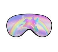 Arc-en-ciel avec masque de sommeil licorne ailée avec les yeux bandés galaxie pastel avec étoiles réglable super lisse masque pour les yeux doux pour hommes femmes voyage et sieste