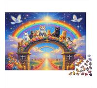 Arc-en-Ciel Cat Gateway Puzzle 1000 Pieces Cadeau Unique intéressant Jeu Éducatif Challenge Toy À De Qualité Supérieure Peinture Art pour Adultes Et Enfants À Partir De 12 Ans 38x26cm/1000pcs