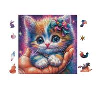 Arc-en-Ciel Chat in Hand 100 Pieces Casse-tête Débutant en Voitureton Anti-Déchirure Facile Apprentissage Loisir Créatif Décoration Murale Petit Prix Pas Cher 28x28cm