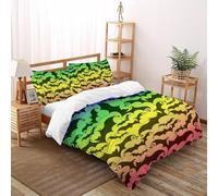 Arc-en-ciel Chauve-souris Odyssée Housse De Couette Double（200x200cm） Impression 3D Halloween Fête Célébration Pour Garçons Et Filles En Microfibre Respirant Avec Fermeture Éclair Literie Confort