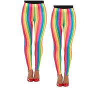 Arc-en-Ciel Clown Leggings Adultes Néon 80s Accessoire Déguisement Clowns Circ