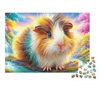 Arc-en-Ciel Cochon d'Guinée par Une Cascade Puzzle De 1000 Pièces Cochon d'Guinée Mignon Jeu De Défi pour Hommes, Femmes Et Personnes Âgées 70x50cm/1000pcs