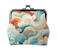 Arc-en-ciel Couleur Abstrait Illustration Imprimer Mode Ms Pochette En Cuir Portable Portefeuille Kiss-Lock Sac D'argent Mignon Embrayage Fo Femmes