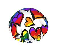 Arc-en-ciel couleur Gay Pride coeurs bonnet de douche bonnets de douche pour femmes bonnets de douche imperméables à double couche, réutilisables.