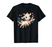 Arc-en-Ciel cœurs sautant bébé chèvre Mignon Ferme T-Shirt