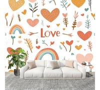 Arc En Ciel D'Amour Simple Papier Peint Intissé Fresque Murale 300x210 cm Blanc Poster Murale Photo pour Salon, Chambre, Salle à Manger, Effaçable Papier Peint Panoramique