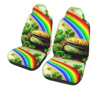 Arc-en-Ciel De La Saint-Patrick Housse De Siege Lavable Housse De Siege Voiture Respirant Housses De Protection Sièges pour Conducteur Et Passager Camion Accessoires Interieur Voitures 2 Pièces