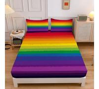 Arc-en-Ciel Dégradé Drap Housse Microfibre, Simplicité Moderne Draps Housses Doux élastique Drap Housse 30 Cm Profonde pour Matelas Epais (Multicolore, 135x190x30cm)