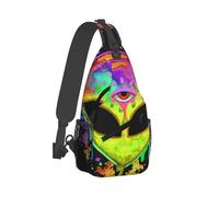 Arc-en-Ciel Éclaboussures Extraterrestre Troisième Œil Unisexe Sacs D'Epaule Bandoulière Réglable Crossbody Bag Léger Sacs À Dos Porté Travers pour Sport Randonnée Loisirs
