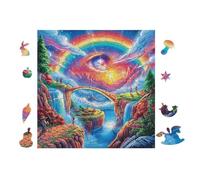 Arc-en-Ciel Eye Display 100 Pieces Casse-tête Amateur d'art en Voitureton Haute Densité Difficile Niveau Expert Décoration Murale Salon Cadeau Fête des Mères 28x28cm