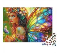 Arc-en-Ciel Fairy Art Puzzles 1000 Pièces, fée Arc-en-Ciel avec Ailes de Papillon, Jeu éducatif, défi, décoration Murale, Cadeau de Voyage, 52x38cm