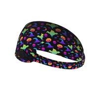 Arc-en-ciel Halloween fantôme sorcière chapeau araignées bandeau élastique ultra doux respirant sport course à pied activités de plein air