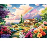 Arc-en-Ciel Jardin Floral 1000 Pièces Art Jigsaw Puzzles,Entraînement du Cerveau Jouets Éducatifs Défiants,Adulte Soulagement du Stress Peinture Puzzle Décor Mural,Impossible Puzzles Skill Game