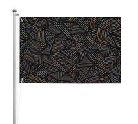 Arc-en-ciel linéaire géométrique imprimé en 3D,Drapeau de jardin, bannière décorative, drapeau double face, 2 x 3 pieds, pour extérieur et intérieur