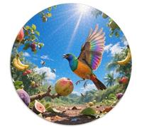 Arc-en-Ciel LorikeetPuzzle Rond 1000 Pièces Complexité Modérée pour Tous Âges Pensée Logique Divertissementoiseau Décor Maison Temps en Famille 1000pcs (67.5x67.5cm)