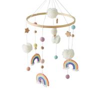 Arc-en-ciel - Mobile - Lit bébé - Table à langer mobile - En bois - Carillon éolien avec balles en feutre - Carillon éolien - Décoration de chambre d'enfant - Cadeau de nouveau-né - Pour bébé garçon