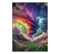 Arc-en-Ciel Orage Fleurs 1000 Pièces Mini Puzzle pour Famille Relaxant | 70x50cm Papier Décor De Salon Découpe Précise Cadeau Anniversaire Détente
