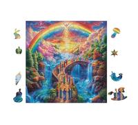 Arc-en-Ciel Over Château 100 Pieces Casse-tête Amateur d'art en Voitureton Haute Densité Difficile Niveau Expert Décoration Murale Salon Cadeau Fête des Mères 28x28cm