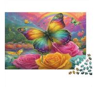 Arc-en-Ciel Papillon Fantasy Puzzles 1000 Pieces Cadeau Unique intéressant Jeu Éducatif Challenge Toy À De Qualité Supérieure Peinture Art pour Adultes Et Enfants À Partir De 14 Ans 52x38cm/1000pcs