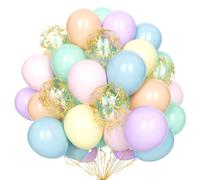 Arc-En-Ciel Pastel Ballons, 60 Pcs 12 Pouces Multicolores Macarons Latex Colorés Assortis Avec Confettis pour Décoration Anniversaire Fête Baby Shower Mariage