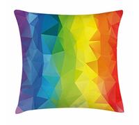 Arc-en-Ciel, Polygones Horizontaux Abstraits Et Vivants Aux Couleurs De l'arc-en-Ciel, Facette De La Semaine De La Fierté Canapé Taie d'oreiller Confortable Housse De Coussin Doux Housses Coussin