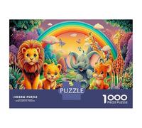 Arc-en-Ciel Safari Animaux 1000 Pièces Puzzle Relaxation - Carton Épais Et Durable & Puzzle Méditation Safari Faune colorée - pour Adultes À Partir De 12 Ans 70x50cm/1000pcs Cadeau Personnalisé