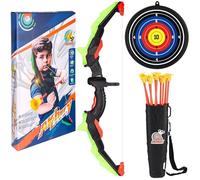 Arc et flèche pour Enfants, Jeu de Jouet à LED, 10 flèches avec ventouses, Objectif et charcon, Jouet d'entraînement intérieur et extérieur pour garçons et Filles (Vert)