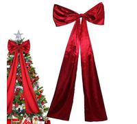 Arc Sommet d’Arbre Noël | Cime d'arbre Noël à nœud Rouge Extra Large 120 cm | Arcs géants en Ruban Rouge | d'arbre à nœud en Satin avec Longues banderoles pour la décoration Maison et Vacances