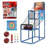 Arcade Basketball Lumières Sons Tableau Électronique Jeu Cible Panier Boule Panier Hauteur cm135 Réglable Adultes Enfants Anneau 2 Boules Pompe 2 Cibles 8 Balles Collants Tir à la Cible